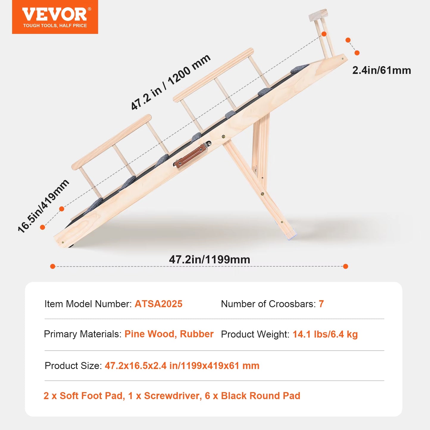 Dog Ramp Folding Ladder Anti-Slip High Adjustable Wooden Pet Ramp Removable for Small Old Dog Climbing Stairs Sofa Car