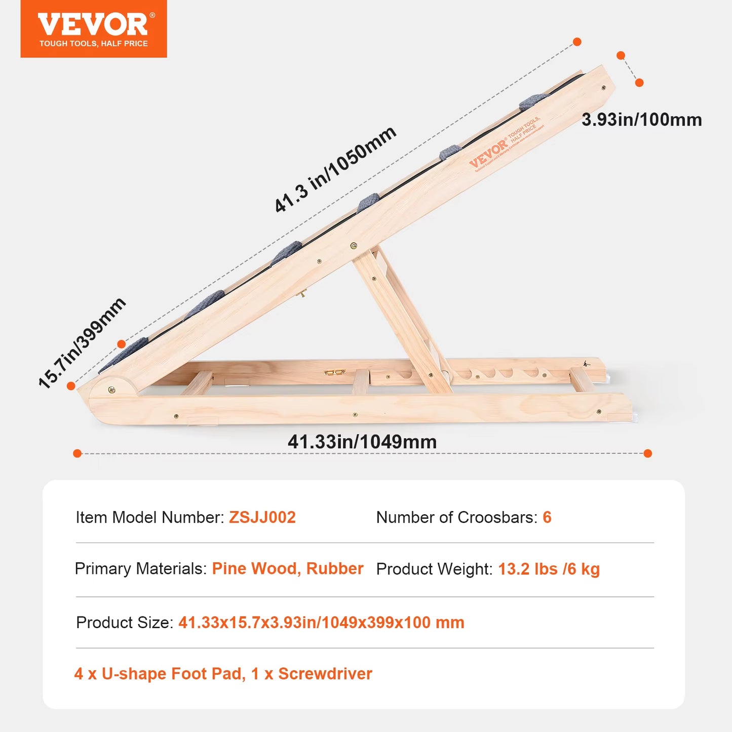 Dog Ramp Folding Ladder Anti-Slip High Adjustable Wooden Pet Ramp Removable for Small Old Dog Climbing Stairs Sofa Car